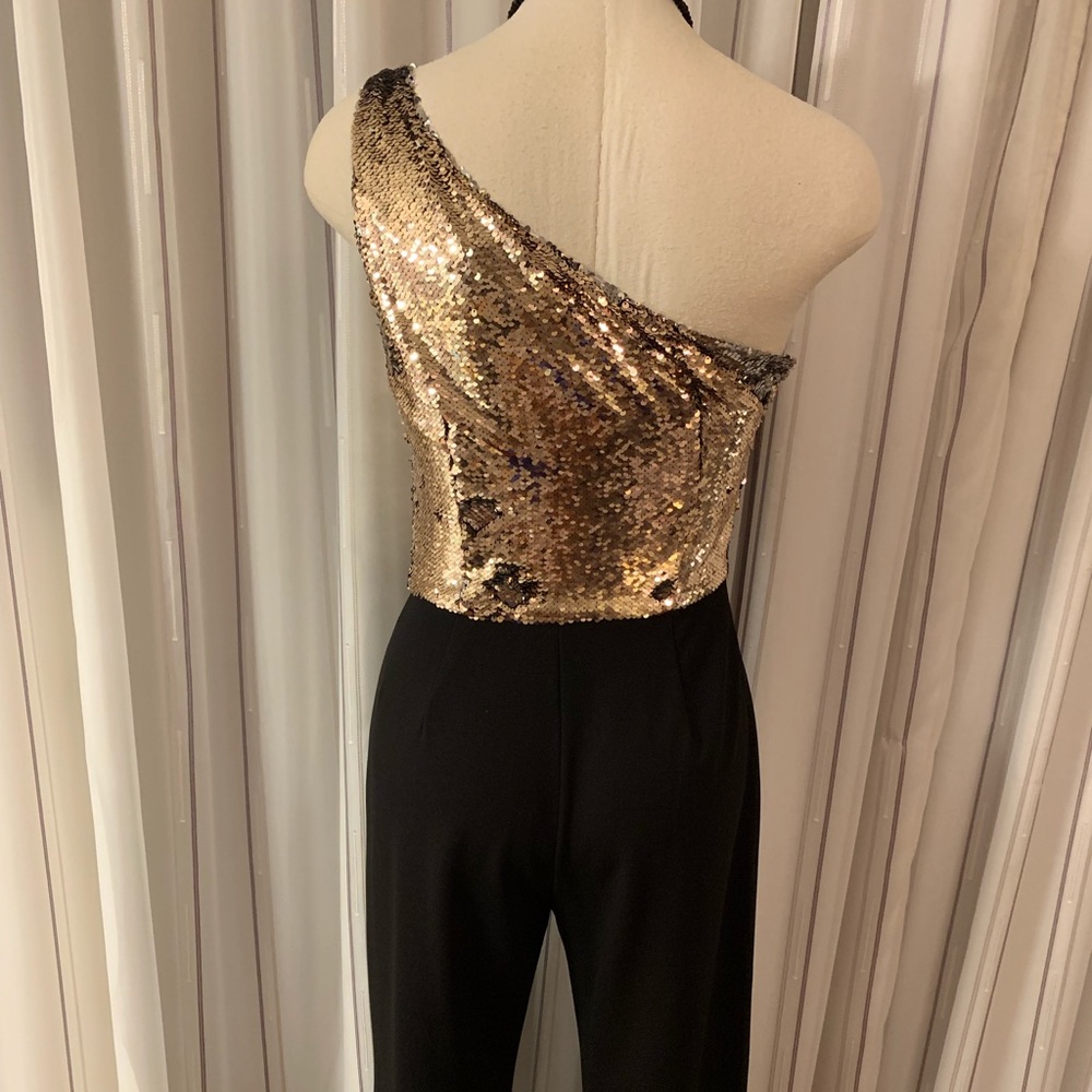 One shoulder sequin jumpsuit